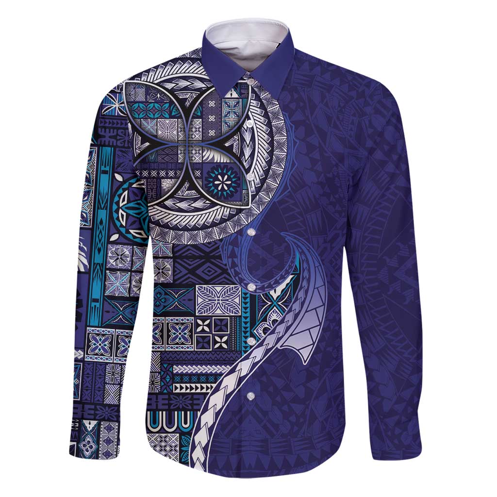 Samoan Siapo Art Tattoo Polynesian Pattern Family Matching Puletasi and Hawaiian Shirt Navy Color - Polynesian Pride