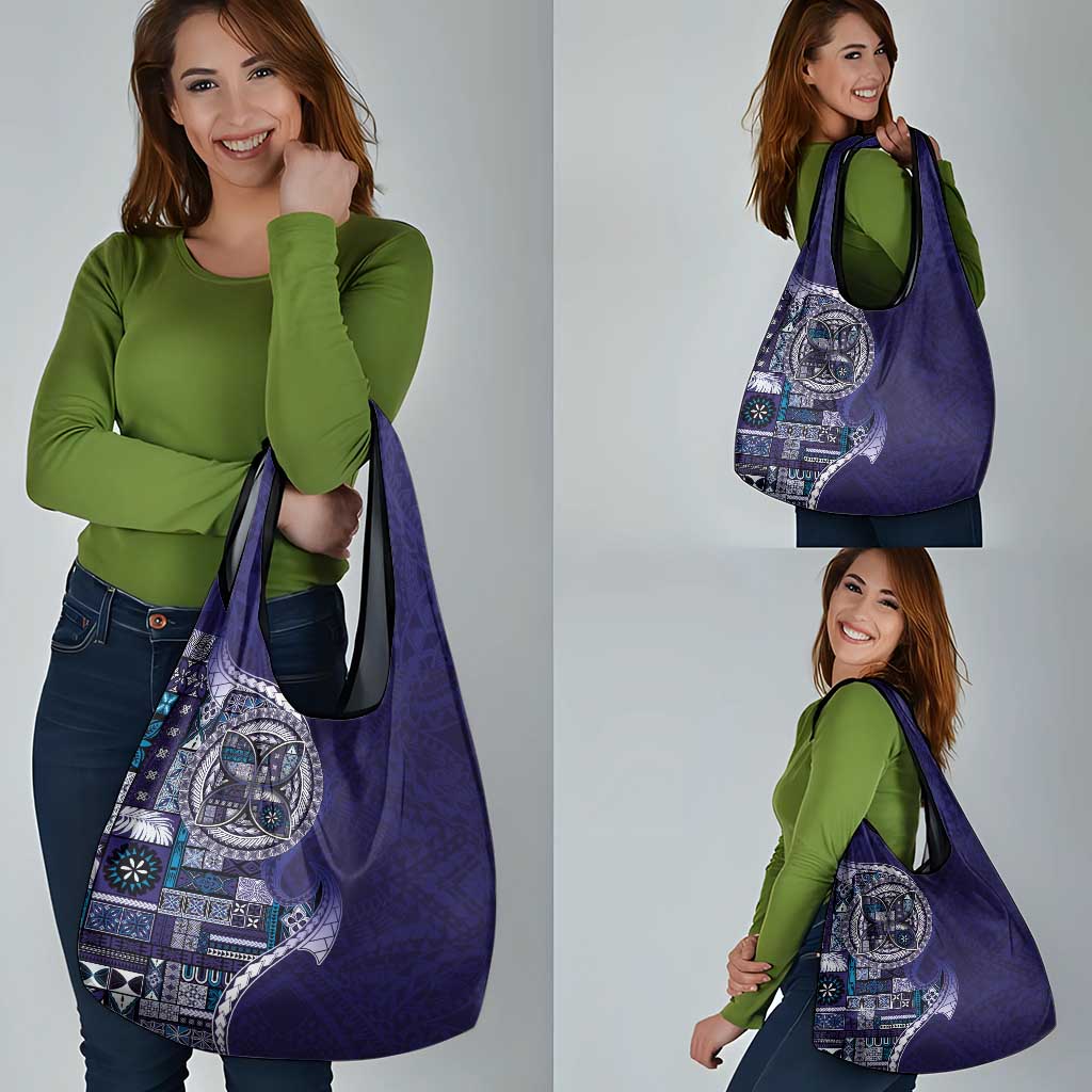 Samoan Siapo Art Tattoo Polynesian Pattern Grocery Bag Navy Color LT03 - Polynesian Pride