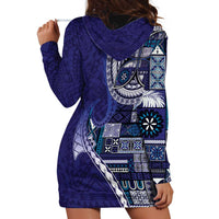 Samoan Siapo Art Tattoo Polynesian Pattern Hoodie Dress Navy Color - Polynesian Pride