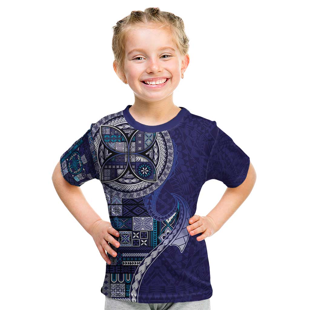 Samoan Siapo Art Tattoo Polynesian Pattern Kid T Shirt Navy Color - Polynesian Pride