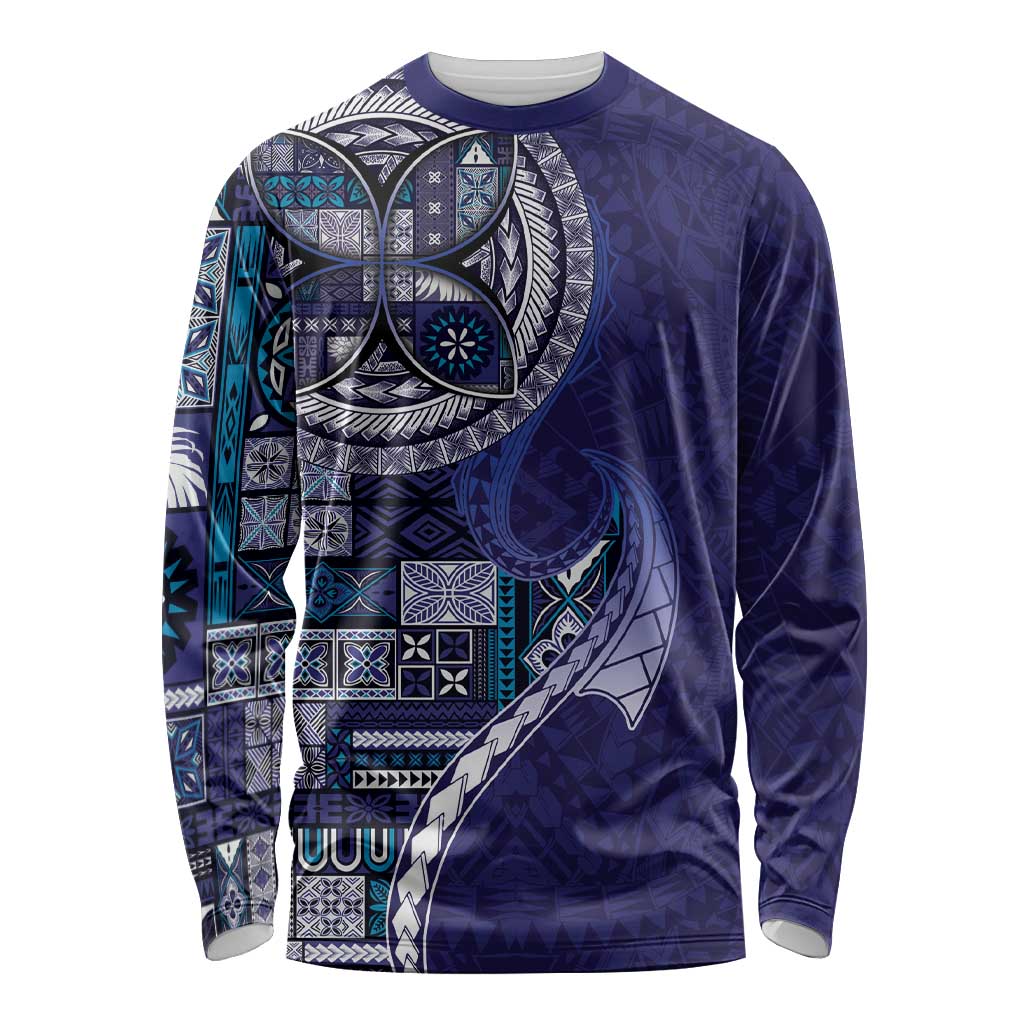 Samoan Siapo Art Tattoo Polynesian Pattern Long Sleeve Shirt Navy Color LT03 Unisex Navy - Polynesian Pride