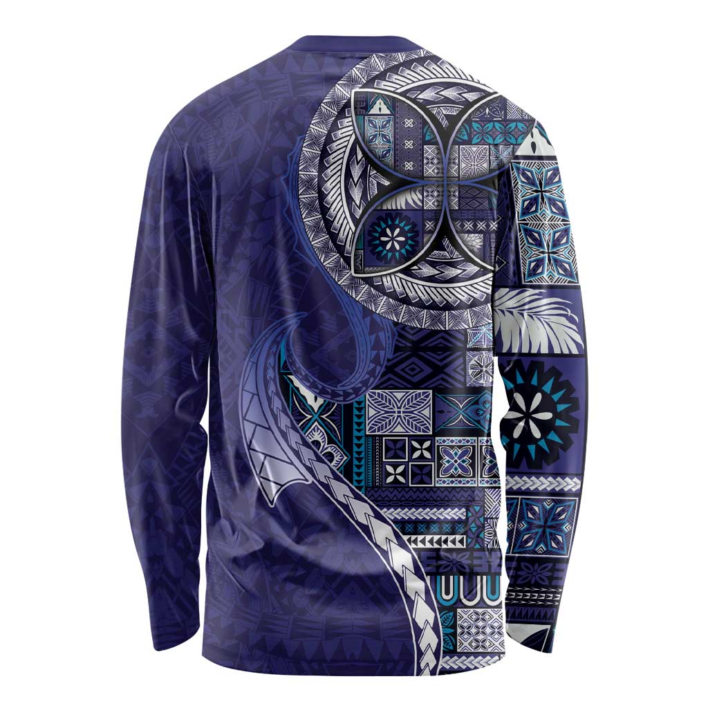 Samoan Siapo Art Tattoo Polynesian Pattern Long Sleeve Shirt Navy Color LT03 - Polynesian Pride