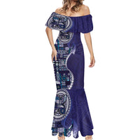 Samoan Siapo Art Tattoo Polynesian Pattern Mermaid Dress Navy Color - Polynesian Pride