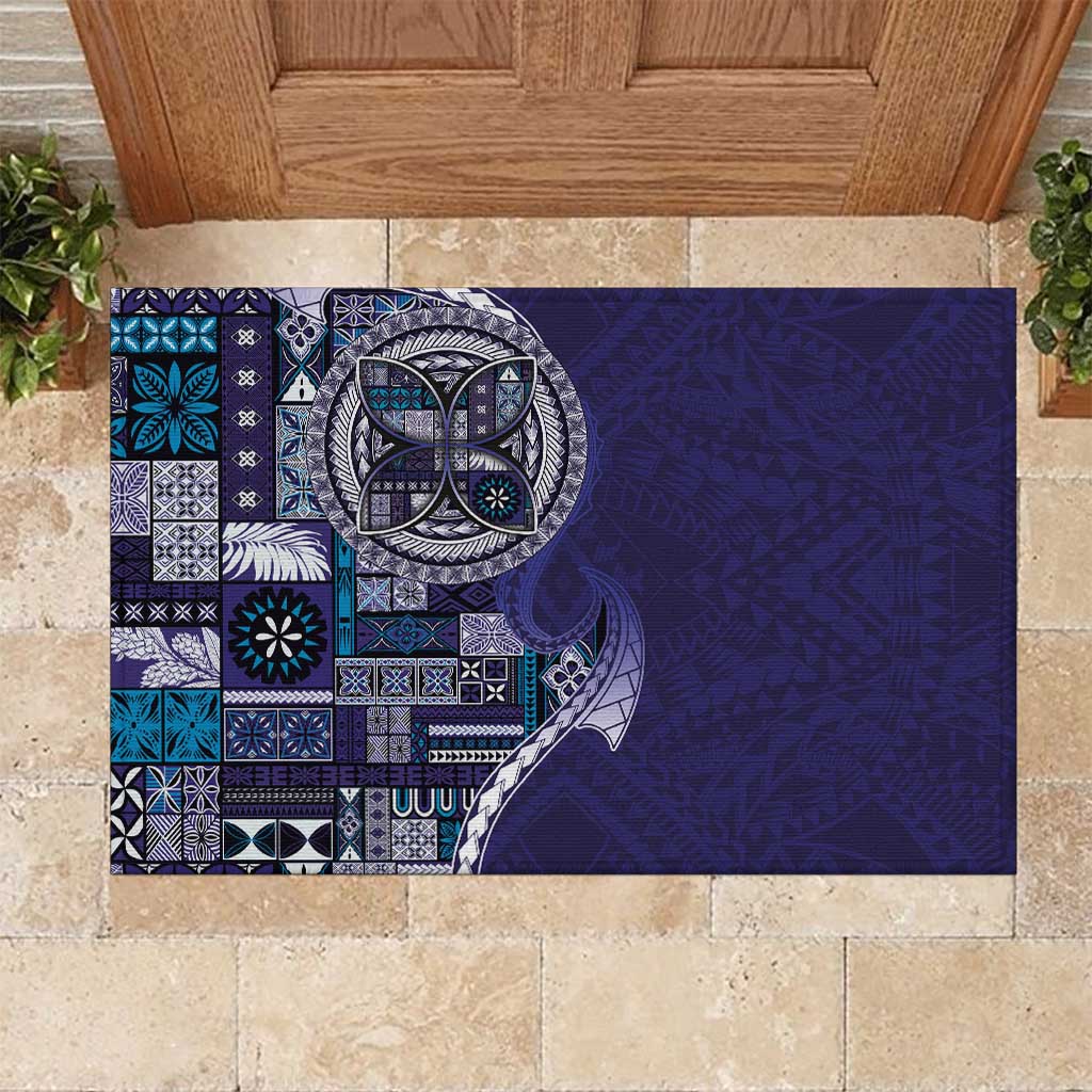 Samoan Siapo Art Tattoo Polynesian Pattern Rubber Doormat Navy Color LT03 Navy - Polynesian Pride