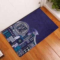 Samoan Siapo Art Tattoo Polynesian Pattern Rubber Doormat Navy Color LT03 - Polynesian Pride