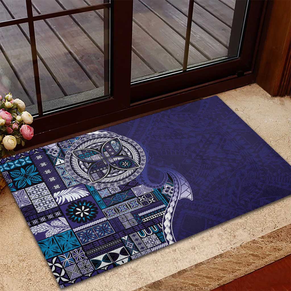 Samoan Siapo Art Tattoo Polynesian Pattern Rubber Doormat Navy Color LT03 - Polynesian Pride