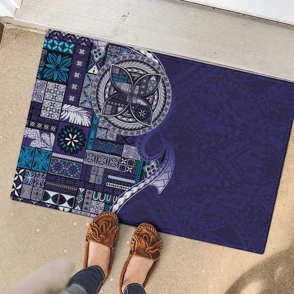 Samoan Siapo Art Tattoo Polynesian Pattern Rubber Doormat Navy Color LT03 - Polynesian Pride