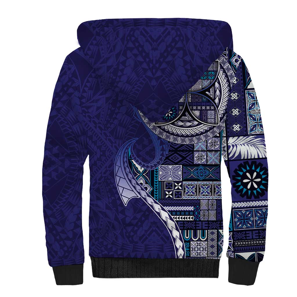 Samoan Siapo Art Tattoo Polynesian Pattern Sherpa Hoodie Navy Color LT03 - Polynesian Pride