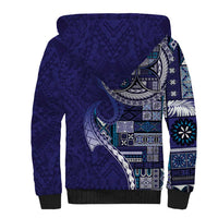 Samoan Siapo Art Tattoo Polynesian Pattern Sherpa Hoodie Navy Color LT03 - Polynesian Pride