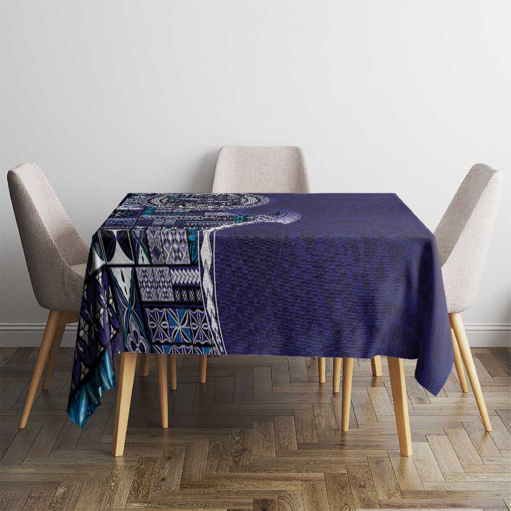 Samoan Siapo Art Tattoo Polynesian Pattern Tablecloth Navy Color LT03 - Polynesian Pride