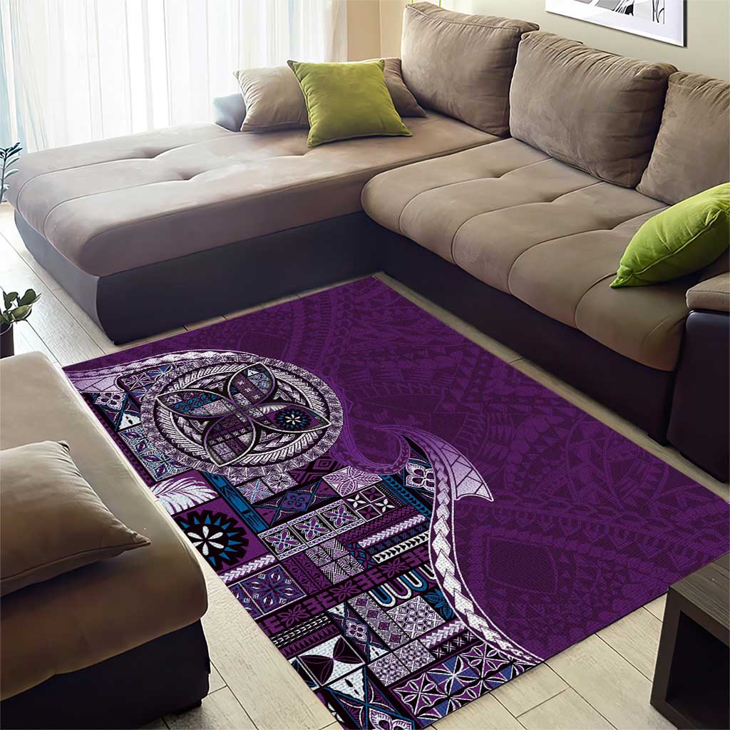 Samoan Siapo Art Tattoo Polynesian Pattern Area Rug Purple Color - Polynesian Pride