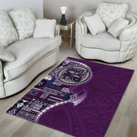 Samoan Siapo Art Tattoo Polynesian Pattern Area Rug Purple Color - Polynesian Pride