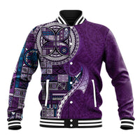Samoan Siapo Art Tattoo Polynesian Pattern Baseball Jacket Purple Color LT03 Unisex Purple - Polynesian Pride