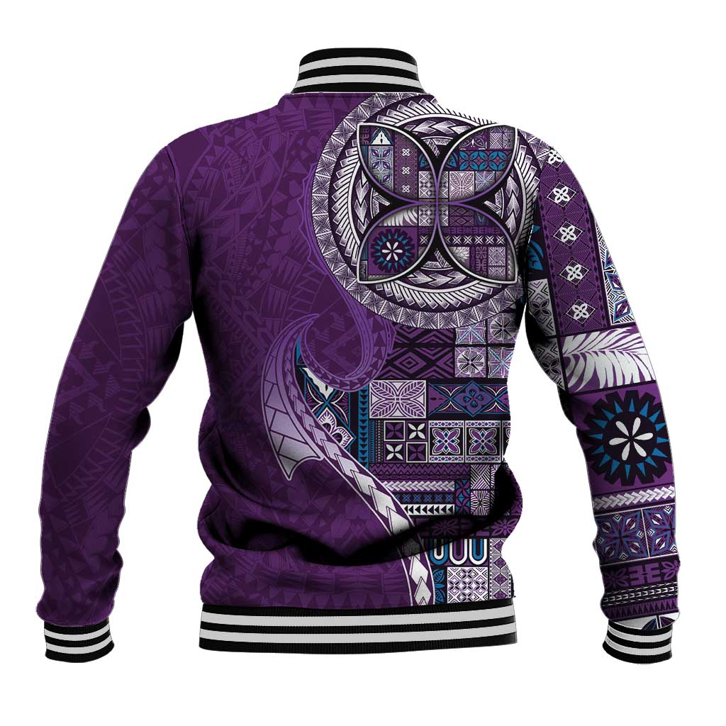 Samoan Siapo Art Tattoo Polynesian Pattern Baseball Jacket Purple Color LT03 - Polynesian Pride