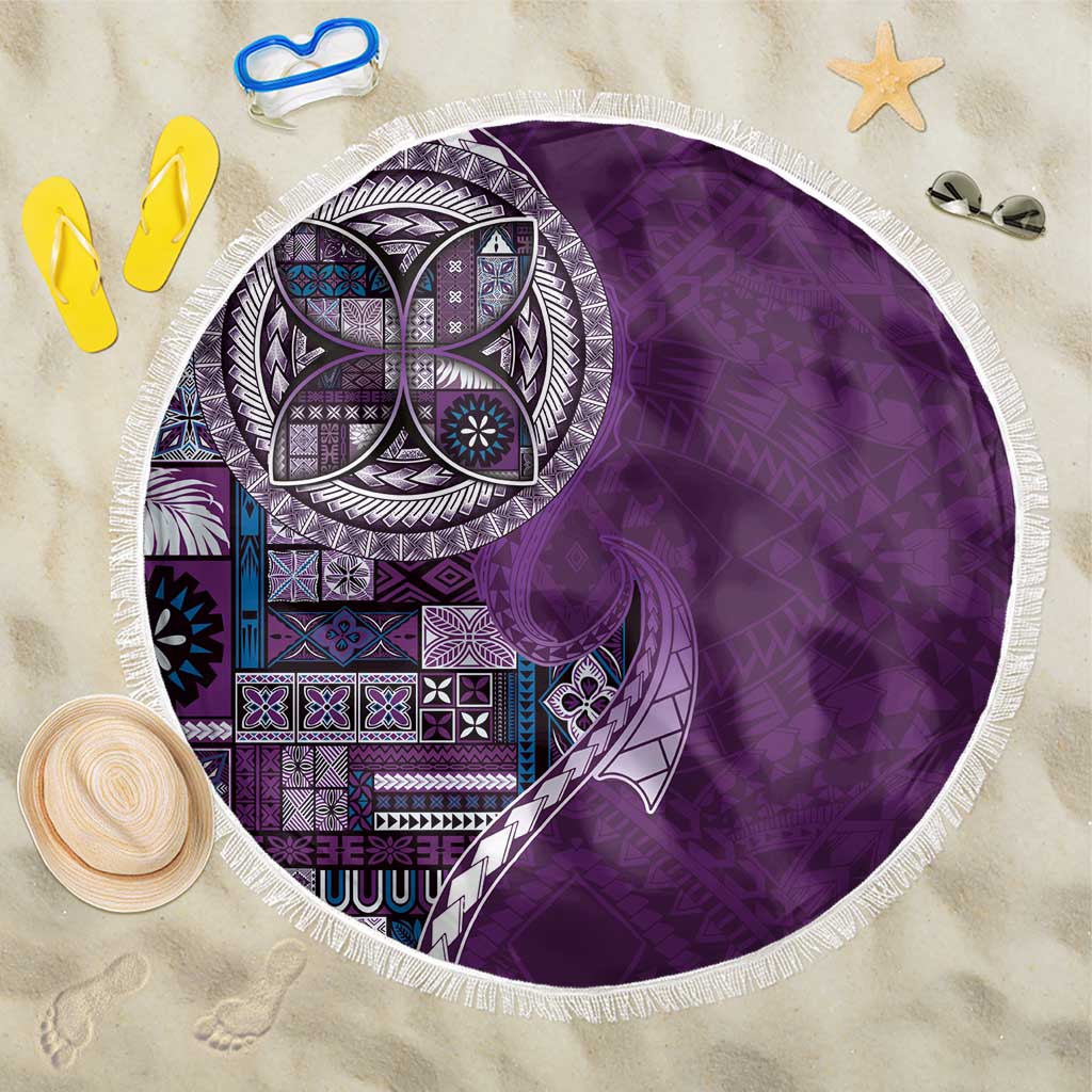 Samoan Siapo Art Tattoo Polynesian Pattern Beach Blanket Purple Color LT03 One Size 150cm Purple - Polynesian Pride