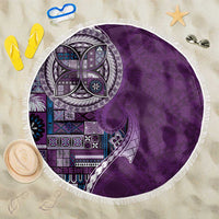 Samoan Siapo Art Tattoo Polynesian Pattern Beach Blanket Purple Color LT03 One Size 150cm Purple - Polynesian Pride