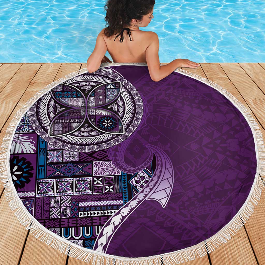 Samoan Siapo Art Tattoo Polynesian Pattern Beach Blanket Purple Color LT03 - Polynesian Pride