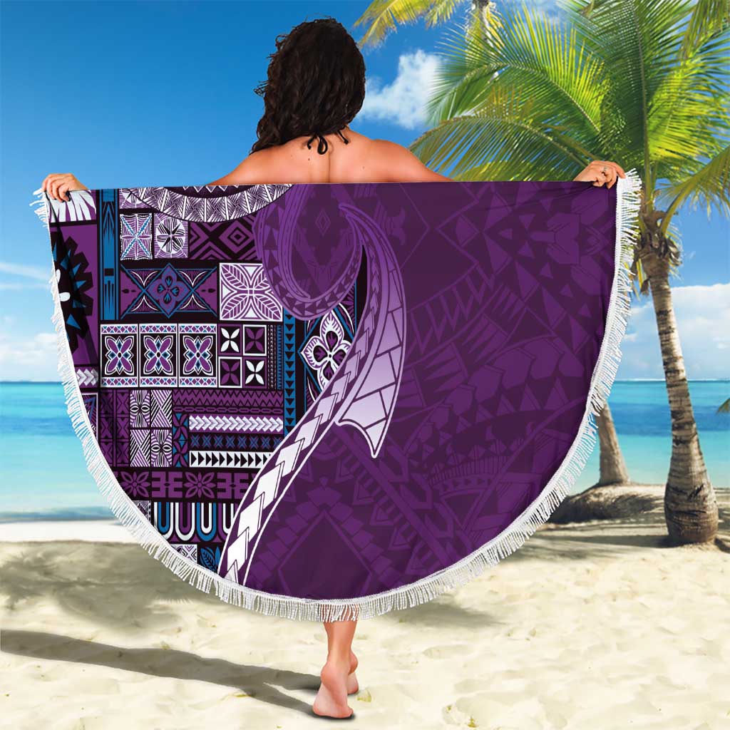 Samoan Siapo Art Tattoo Polynesian Pattern Beach Blanket Purple Color LT03 - Polynesian Pride