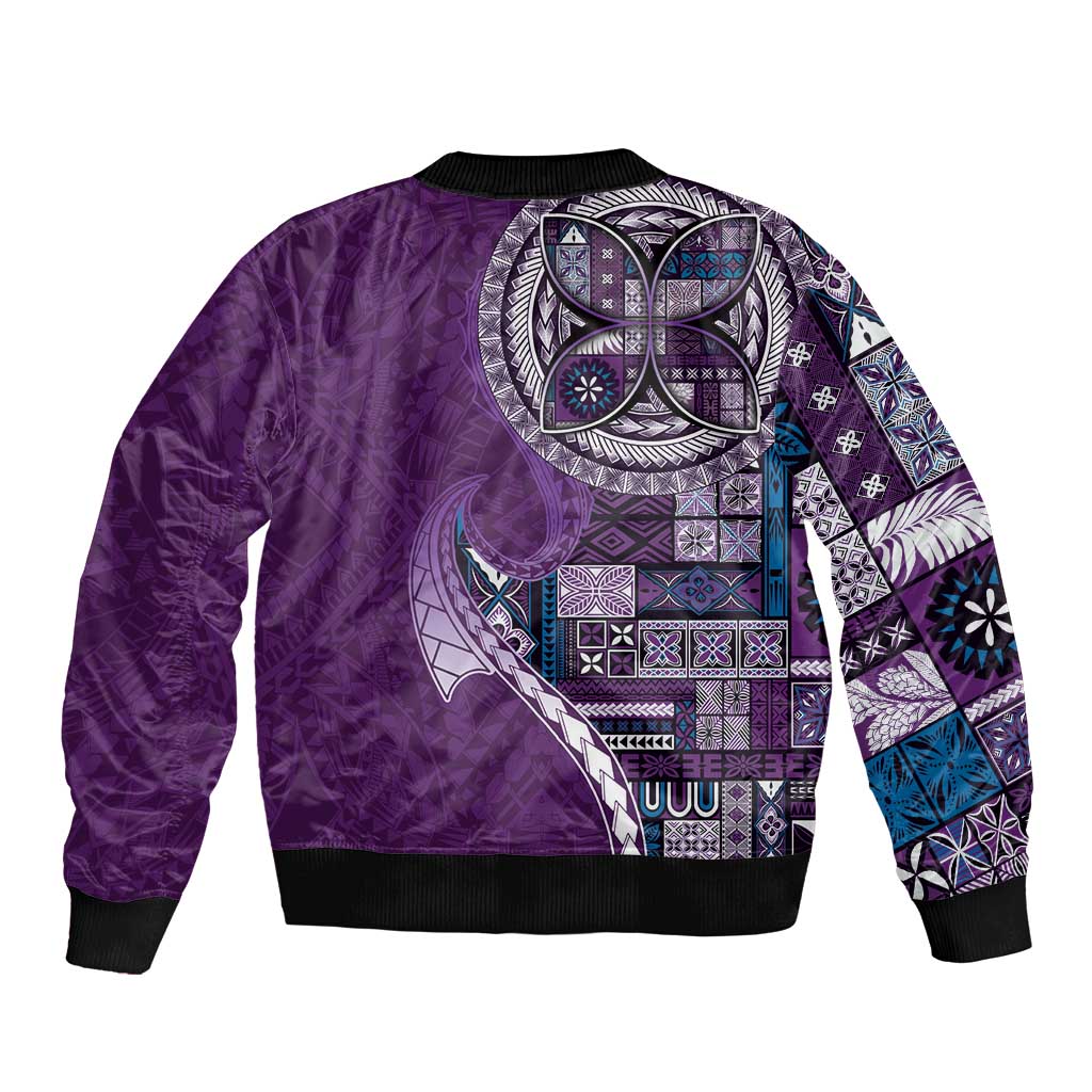Samoan Siapo Art Tattoo Polynesian Pattern Bomber Jacket Purple Color - Polynesian Pride