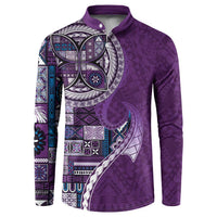 Samoan Siapo Art Tattoo Polynesian Pattern Button Sweatshirt Purple Color LT03 Purple - Polynesian Pride