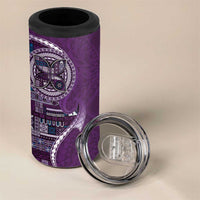 Samoan Siapo Art Tattoo Polynesian Pattern 4 in 1 Can Cooler Tumbler Purple Color LT03 - Polynesian Pride