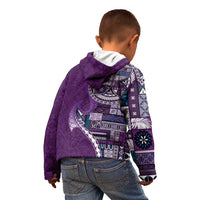 Samoan Siapo Art Tattoo Polynesian Pattern Kid Hoodie Purple Color - Polynesian Pride