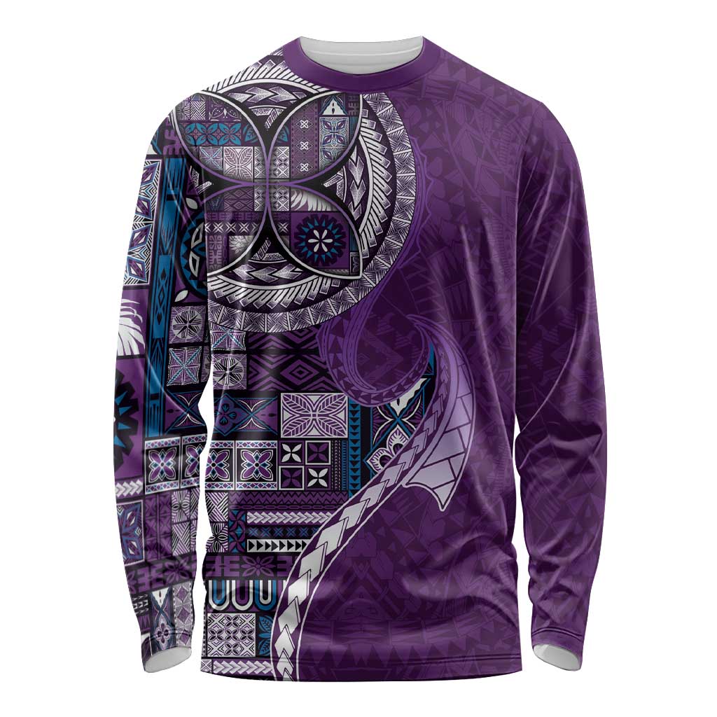 Samoan Siapo Art Tattoo Polynesian Pattern Long Sleeve Shirt Purple Color LT03 Unisex Purple - Polynesian Pride