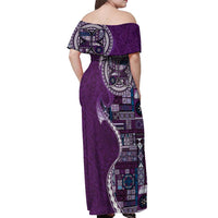 Samoan Siapo Art Tattoo Polynesian Pattern Off Shoulder Maxi Dress Purple Color - Polynesian Pride