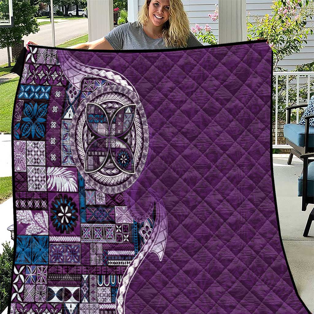 Samoan Siapo Art Tattoo Polynesian Pattern Quilt Purple Color - Polynesian Pride