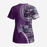Samoan Siapo Art Tattoo Polynesian Pattern Scrub Top Purple Color LT03 - Polynesian Pride