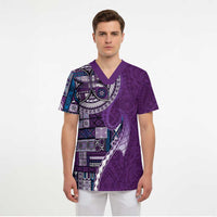 Samoan Siapo Art Tattoo Polynesian Pattern Scrub Top Purple Color LT03 - Polynesian Pride
