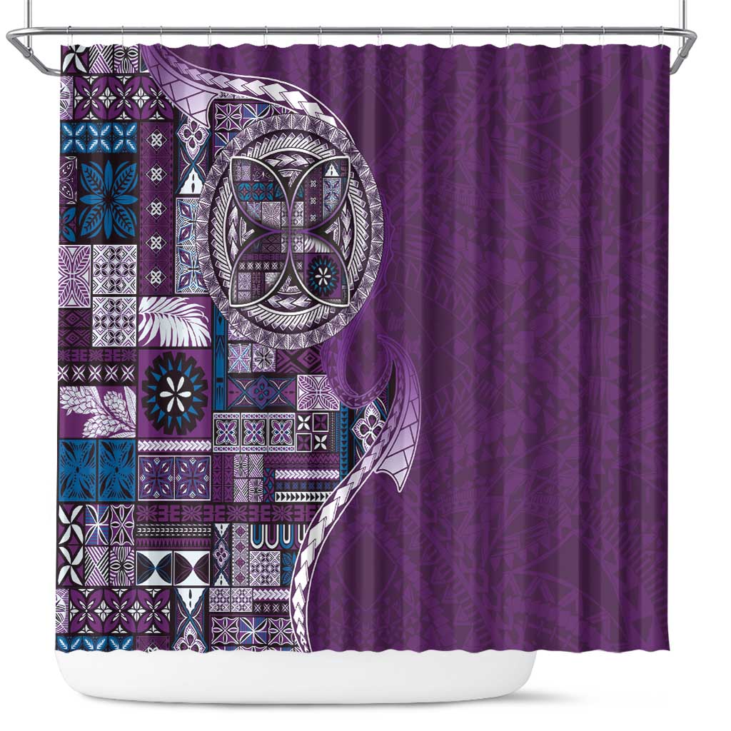 Samoan Siapo Art Tattoo Polynesian Pattern Shower Curtain Purple Color - Polynesian Pride