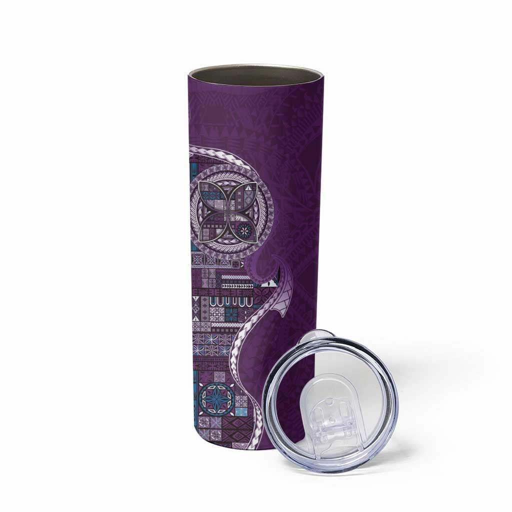 Samoan Siapo Art Tattoo Polynesian Pattern Skinny Tumbler Purple Color - Polynesian Pride