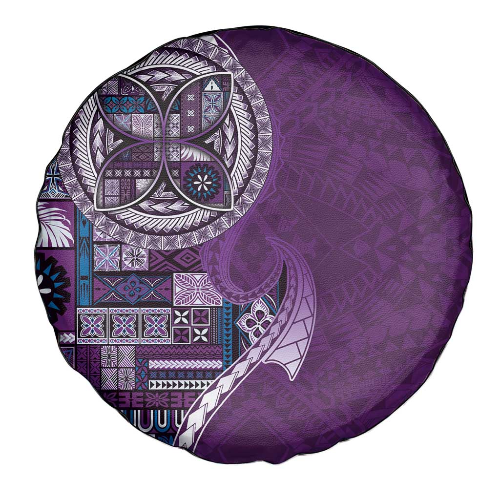 Samoan Siapo Art Tattoo Polynesian Pattern Spare Tire Cover Purple Color - Polynesian Pride