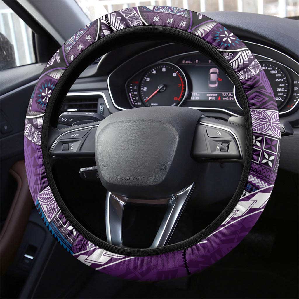 Samoan Siapo Art Tattoo Polynesian Pattern Steering Wheel Cover Purple Color LT03 - Polynesian Pride