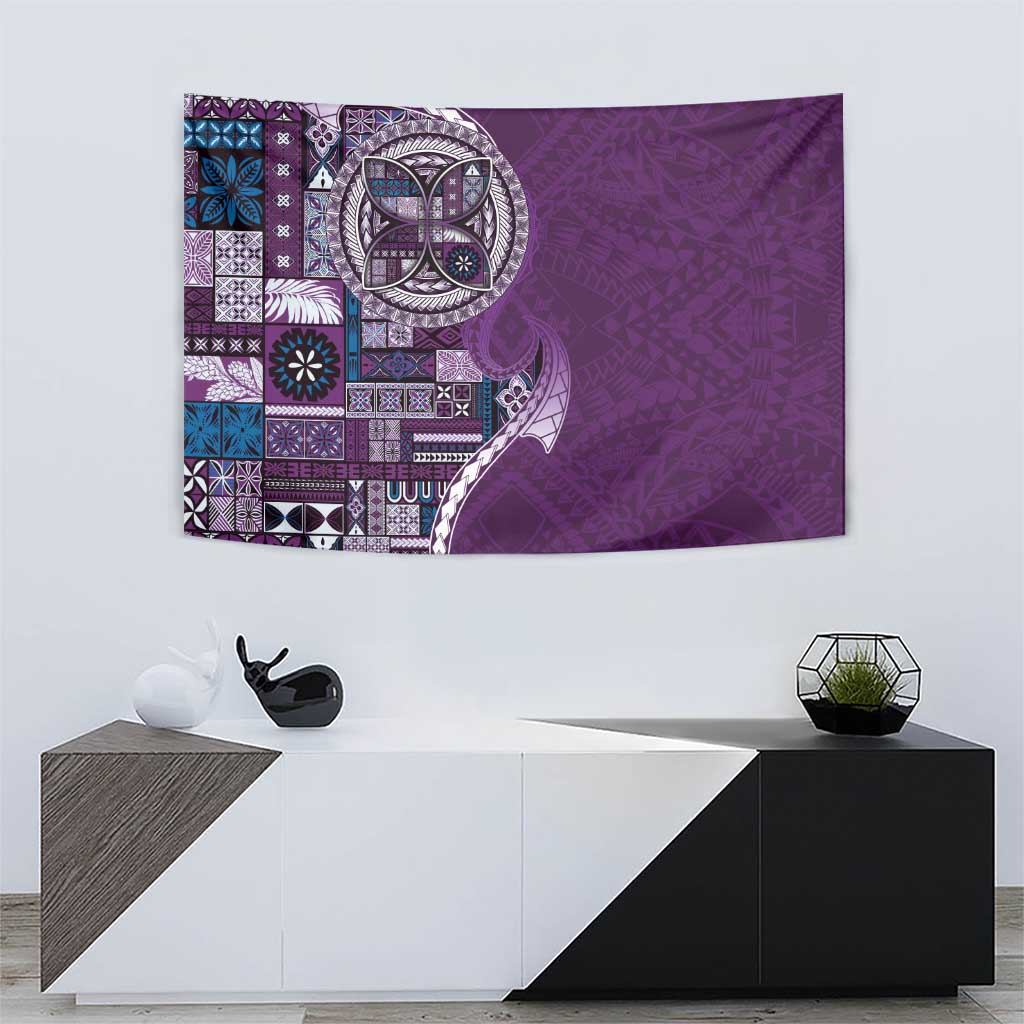 Samoan Siapo Art Tattoo Polynesian Pattern Tapestry Purple Color - Polynesian Pride