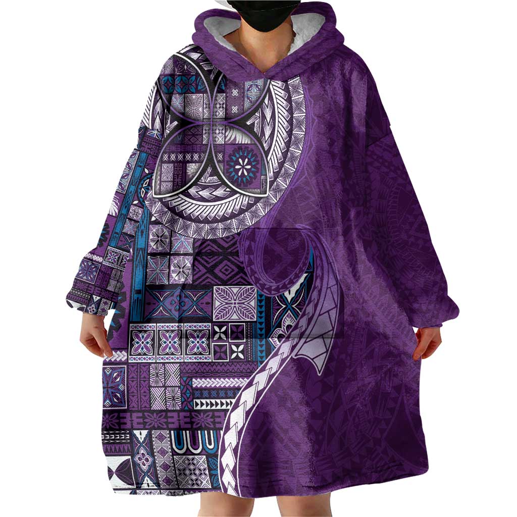 Samoan Siapo Art Tattoo Polynesian Pattern Wearable Blanket Hoodie Purple Color LT03 - Polynesian Pride