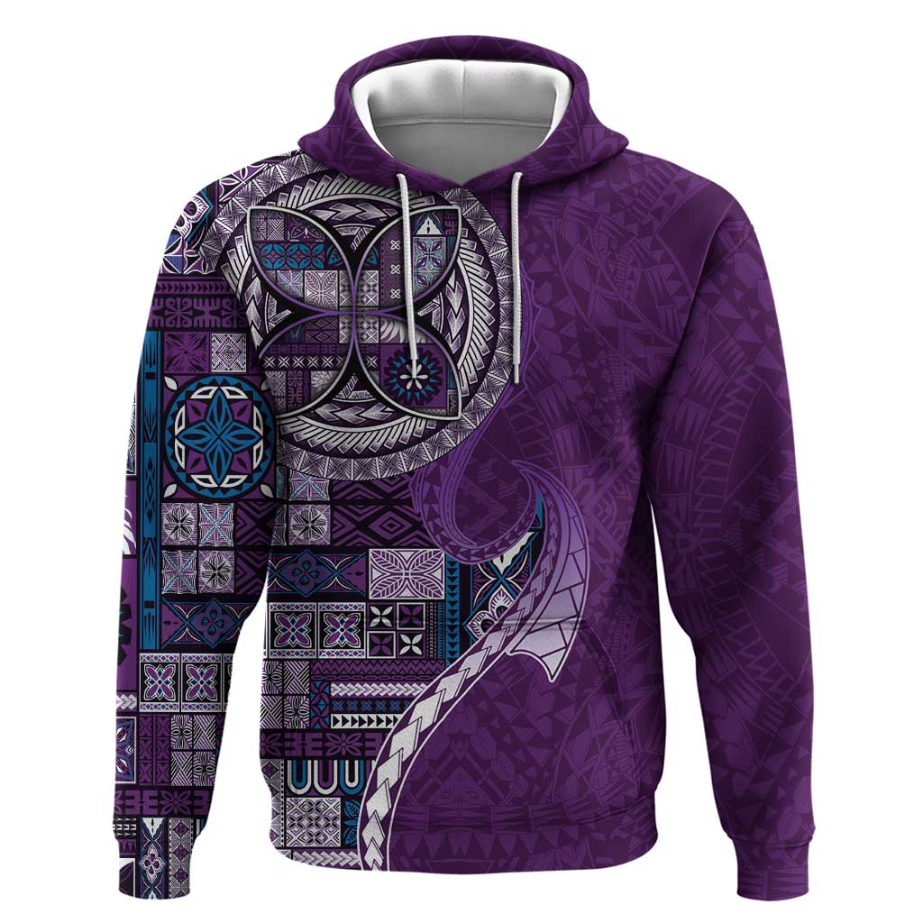 Samoan Siapo Art Tattoo Polynesian Pattern Zip Hoodie Purple Color - Polynesian Pride