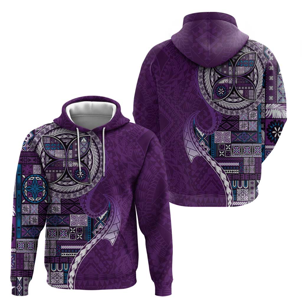 Samoan Siapo Art Tattoo Polynesian Pattern Zip Hoodie Purple Color - Polynesian Pride