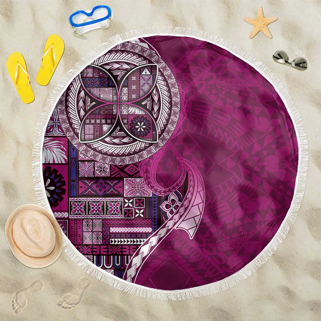 Samoan Siapo Art Tattoo Polynesian Pattern Beach Blanket Pink Color LT03 One Size 150cm Pink - Polynesian Pride