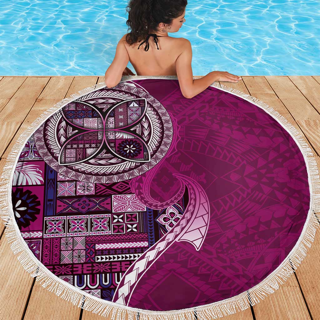 Samoan Siapo Art Tattoo Polynesian Pattern Beach Blanket Pink Color LT03 - Polynesian Pride