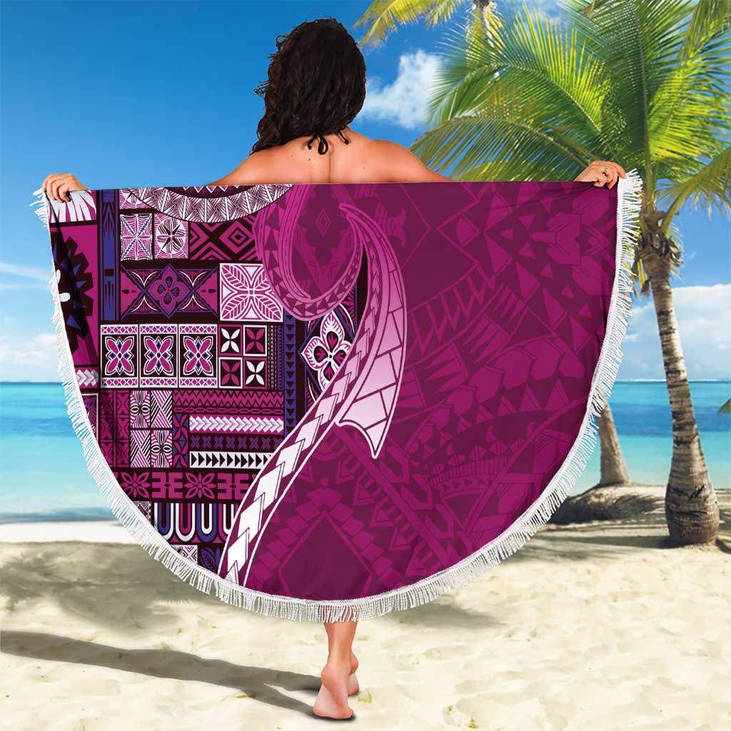 Samoan Siapo Art Tattoo Polynesian Pattern Beach Blanket Pink Color LT03 - Polynesian Pride