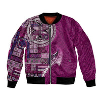 Samoan Siapo Art Tattoo Polynesian Pattern Bomber Jacket Pink Color - Polynesian Pride