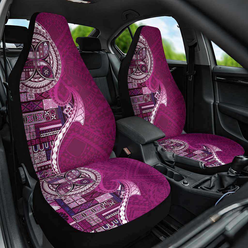 Samoan Siapo Art Tattoo Polynesian Pattern Car Seat Cover Pink Color - Polynesian Pride