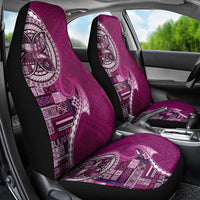 Samoan Siapo Art Tattoo Polynesian Pattern Car Seat Cover Pink Color - Polynesian Pride