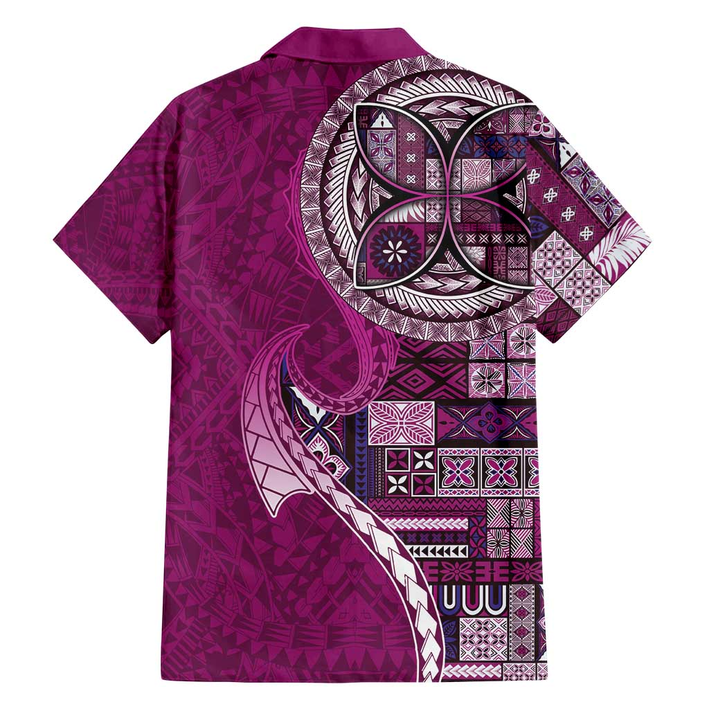 Samoan Siapo Art Tattoo Polynesian Pattern Family Matching Summer Maxi Dress and Hawaiian Shirt Pink Color - Polynesian Pride
