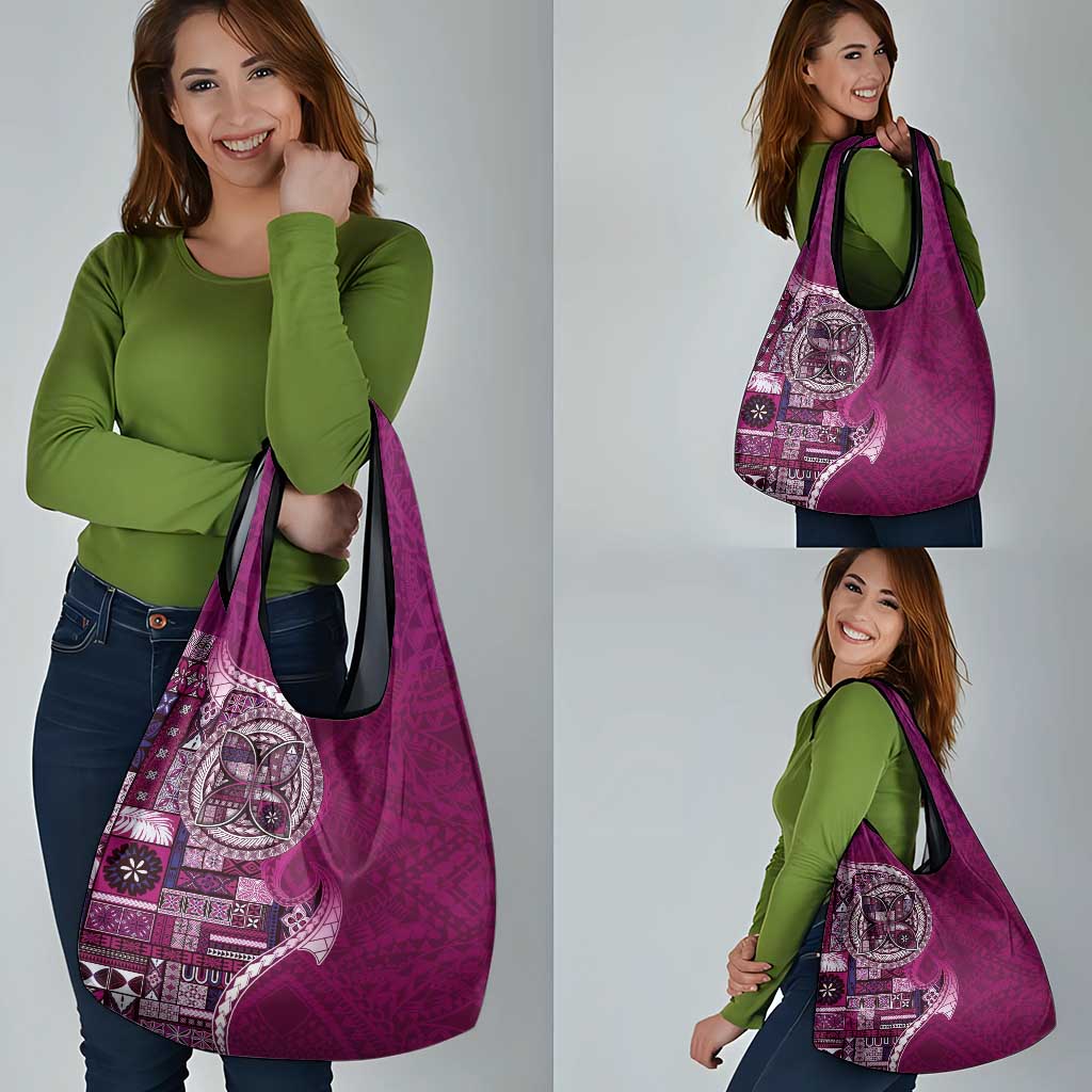 Samoan Siapo Art Tattoo Polynesian Pattern Grocery Bag Pink Color LT03 - Polynesian Pride