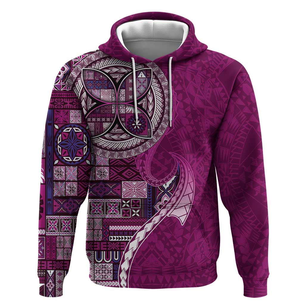 Samoan Siapo Art Tattoo Polynesian Pattern Hoodie Pink Color - Polynesian Pride