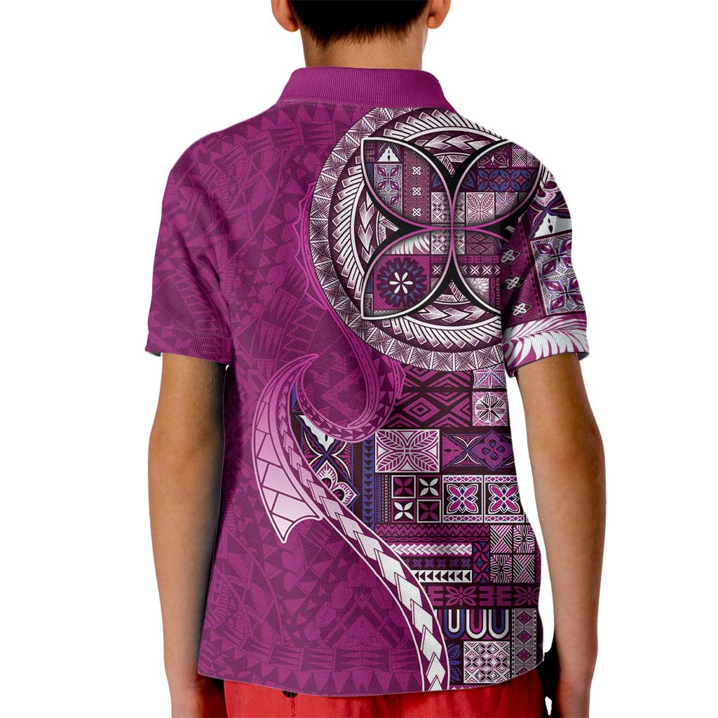 Samoan Siapo Art Tattoo Polynesian Pattern Kid Polo Shirt Pink Color - Polynesian Pride