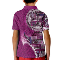 Samoan Siapo Art Tattoo Polynesian Pattern Kid Polo Shirt Pink Color - Polynesian Pride